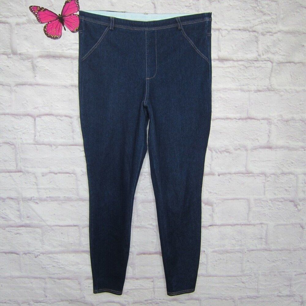 Yitty Dark Wash Denim High Waisted Pull On Smoothing Stretch Jegging Jean XXL/1X